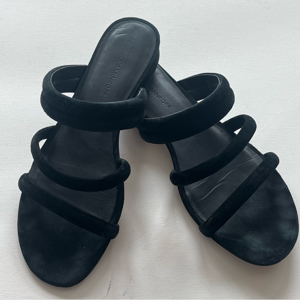 Rebecca Minkoff Black Suede Leather Flat sandals size 10